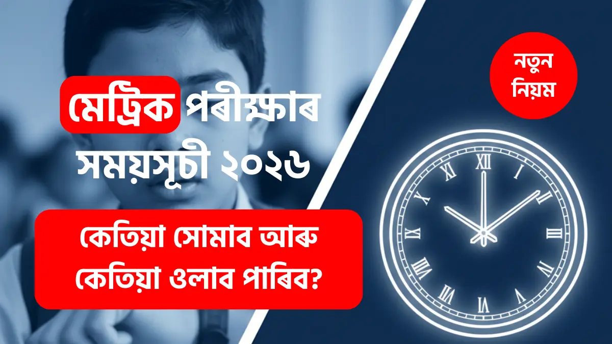 Assam Metric Exam Timing, SEBA HSLC Time Table 2026,
