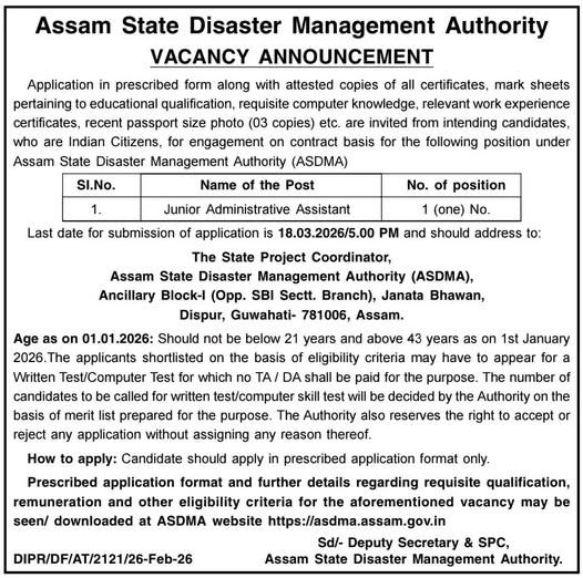 ASDMA Recruitment 2026