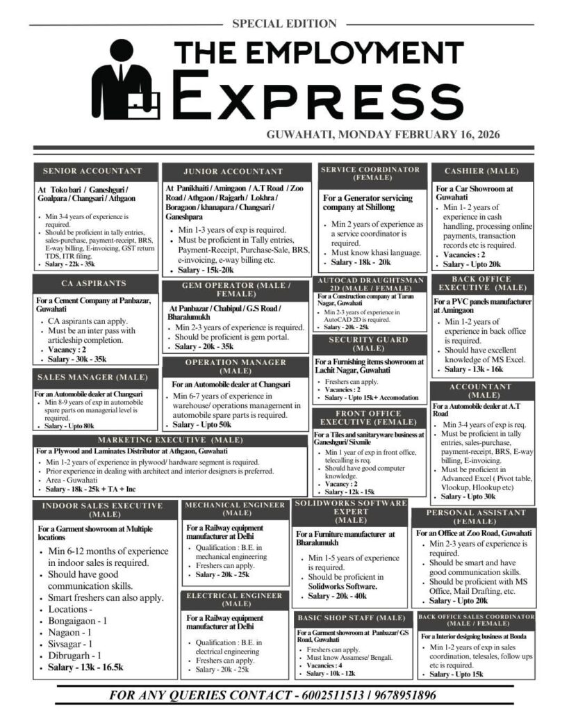 Guwahati Private Job Vacancy 2026