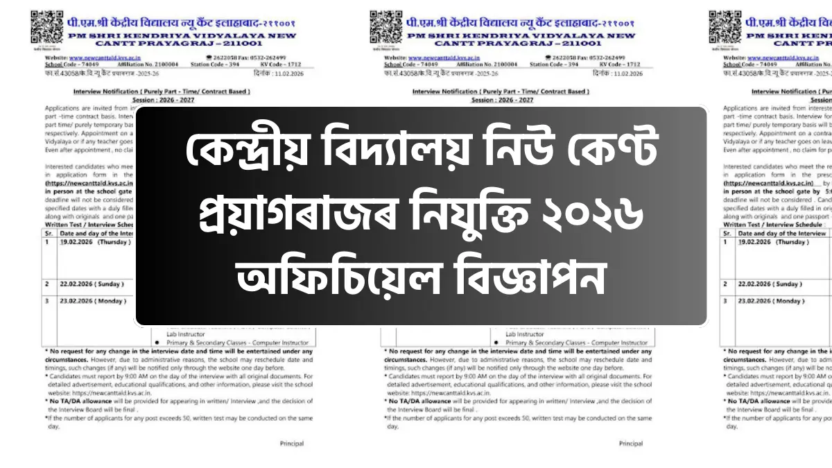 PM SHRI KV New Cantt Prayagraj Recruitment 2026 Notification