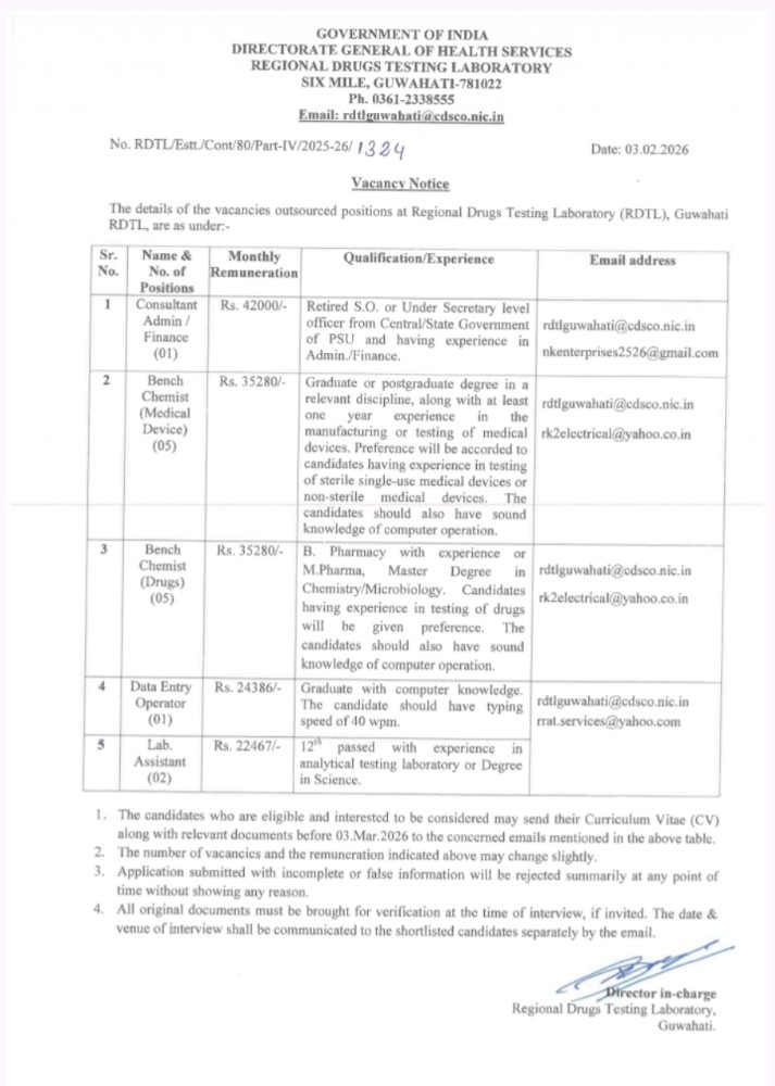 RDTL Guwahati Recruitment 2026