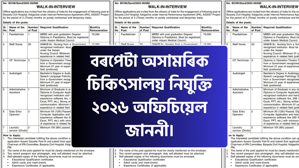 Barpeta Civil Hospital Recruitment 2026