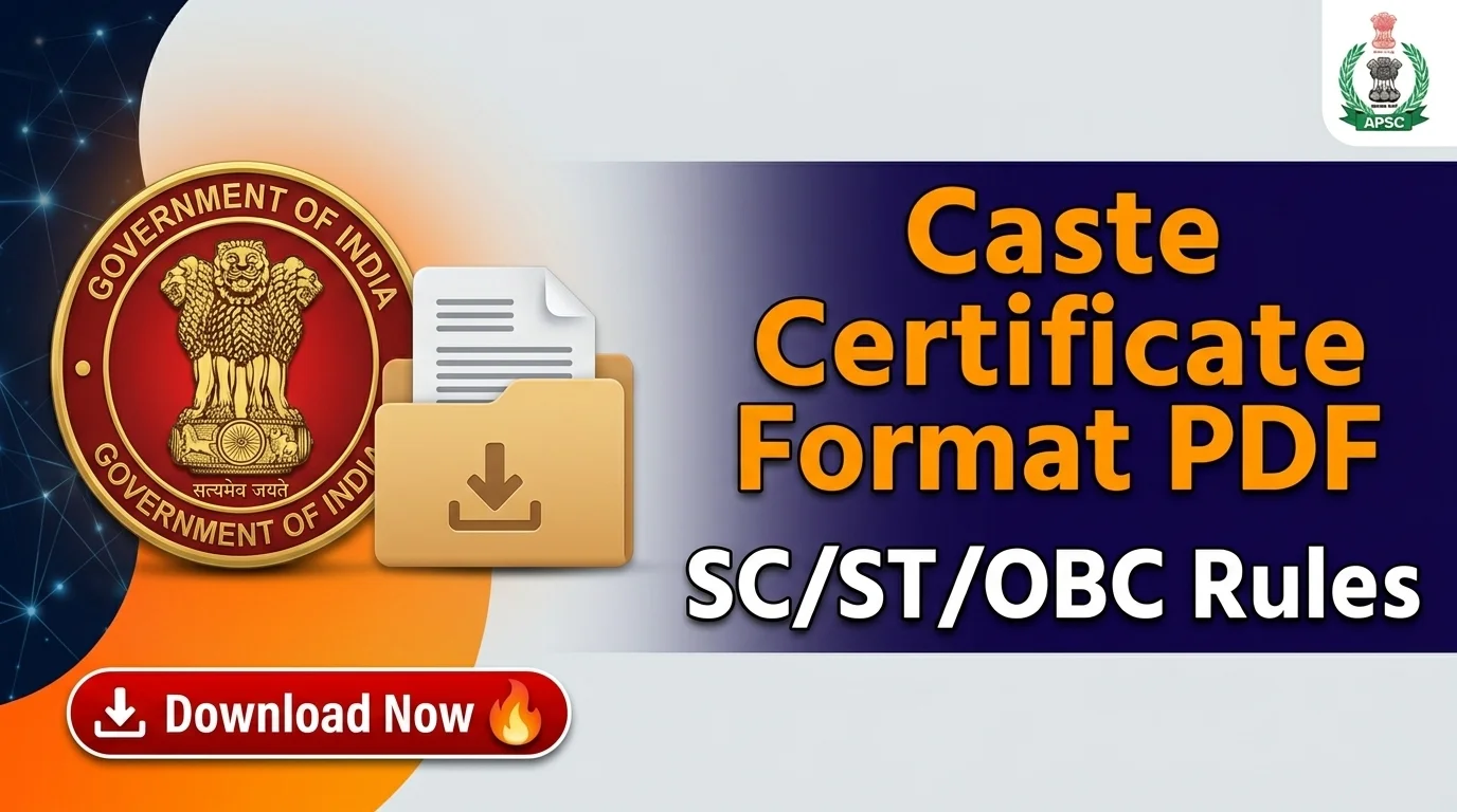 APSC CCE caste certificate format PDF download