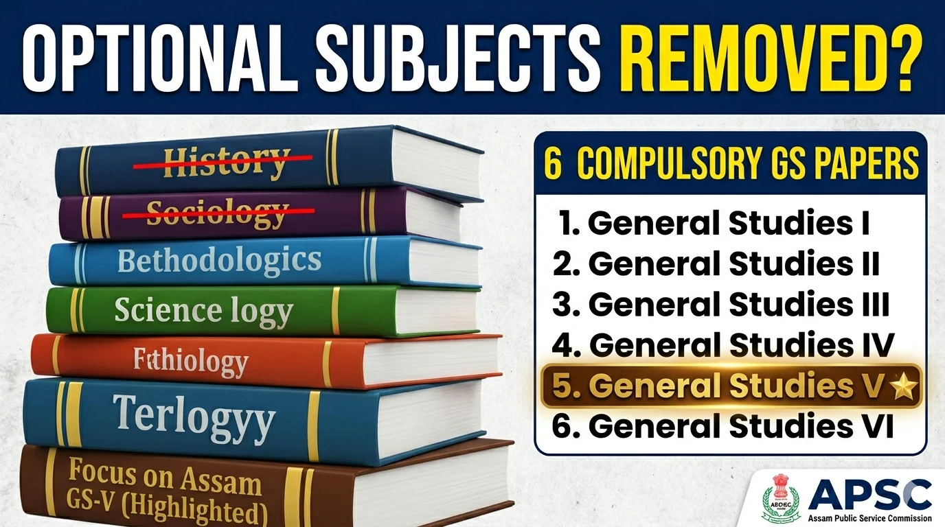 APSC CCE 2025 Syllabus, Optional Subject Removed, APSC GS V Assam, APSC Exam Pattern 2026