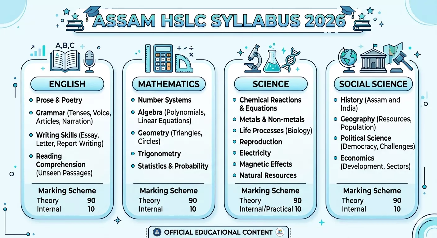 HSLC Syllabus Assam 2026 subject list