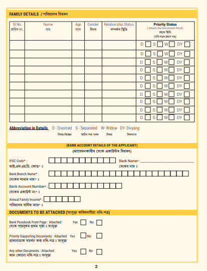 Orunodoi 3.0 official offline application form format Assam