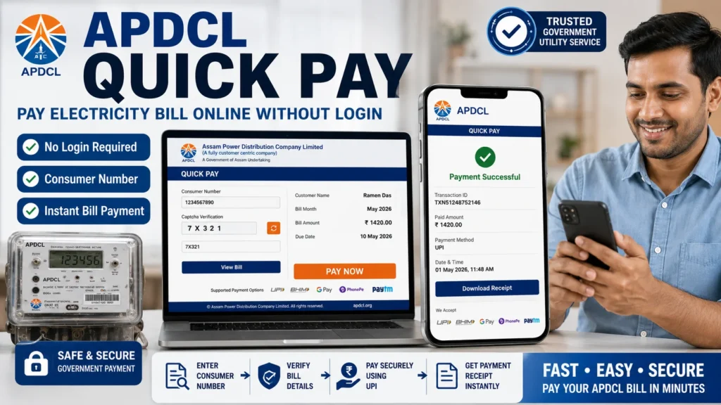 apdcl quick pay online electricity bill payment process