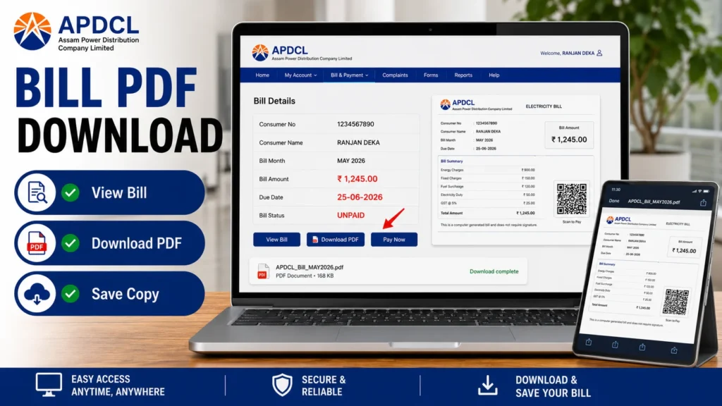 apdcl electricity bill pdf download process