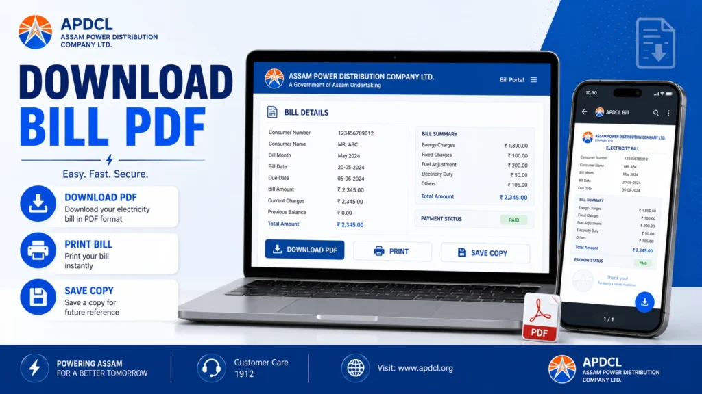 Download APDCL electricity bill PDF online
