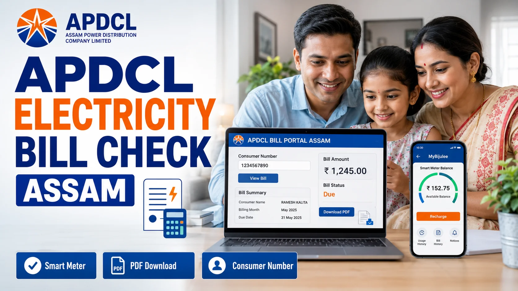 APDCL electricity bill check Assam online using consumer number and MyBijulee app