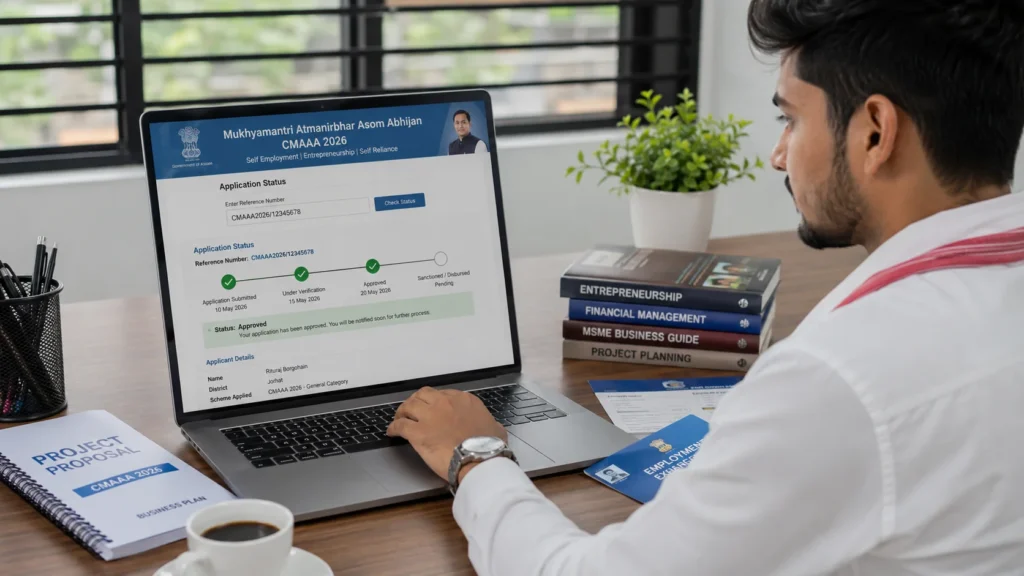 CMAAA application status check using reference number on official portal.