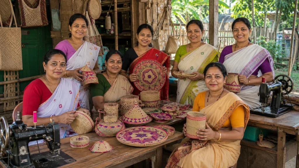 Assam women self help group members running small business